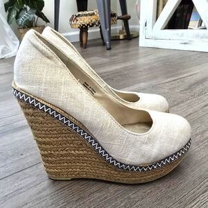 Call It Spring Canvas Espadrilles Wedge Platform Size 7.5